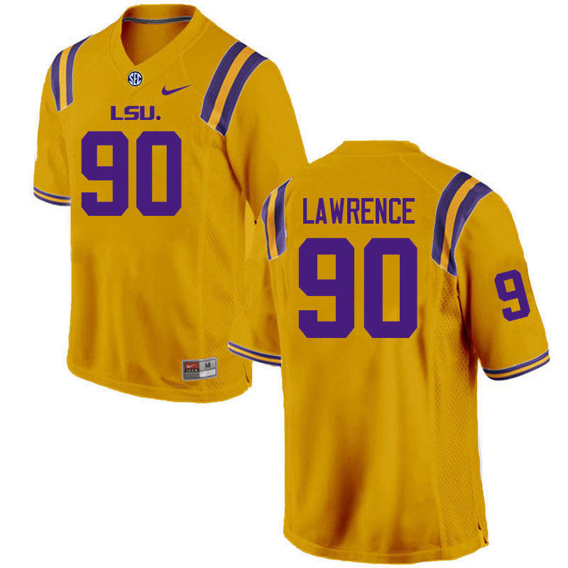 LSU Tigers #90 Rashard Lawrence College Football Jerseys Stitched Sale-Gold